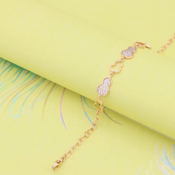 "Elegant Rose Gold Gourd Design Bracelet with Crystal Accents, XPBL0918 - Picture 5 of 13